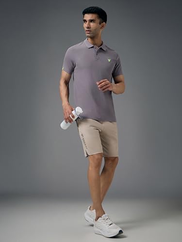 Image of TECHNOSPORT Men's Polyester Slim Fit Self-Design Short Sleeve Polo Matpiq T-Shirt with Anti Microbial, Techno Dry for Regular and Casual Use