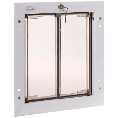 Plexidor Performance Door Mount Pet Doors - with Lock and Key - Energy Efficient Two Panel - White Cover