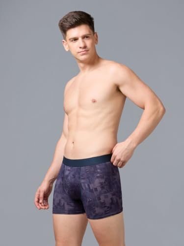 Image of TECHNOSPORT Men's Colorblock Trunks Underwear with ElastoLITE 4 Way Stretch Lightweight Breathable Moisture Wicking Soft Anti Odour Anti Microbial Comfort Fit Boxer Briefs Innerwear for Men