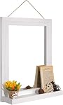 Emfogo Wall Mirror with Shelf, 20 x 16 inch Farmhouse Decor Wall Mirror Hanging for Bathroom, Vanity, Bedroom, Entryway, Living Room (White)