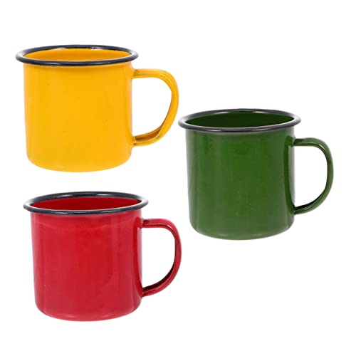 UPKOCH 3 Piezas Taza De Esmalte De Colores Juego De Tazas Para Acampar De 3 Tazas De Té Esmaltadas Taza De Té De Café De Esmalte Taza De Hoguera Cafe Para Acampar Oficina Metal Pequeña