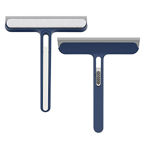 ZB ZealBoom Extractor de ducha 2 unidades, extractor de ventanas, extractor de ducha de silicona con cepillo pequeño para limpiar las grietas. Extractor de ducha para vidrio, azulejos, armarios, etc Cover