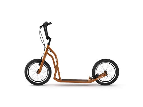 Yedoo S1616 Tretroller - bis 150 kg, mit Luftreifen 16/16 - Kickscooter für Erwachsene mit verstellbarem Lenker, Cityroller (orange)