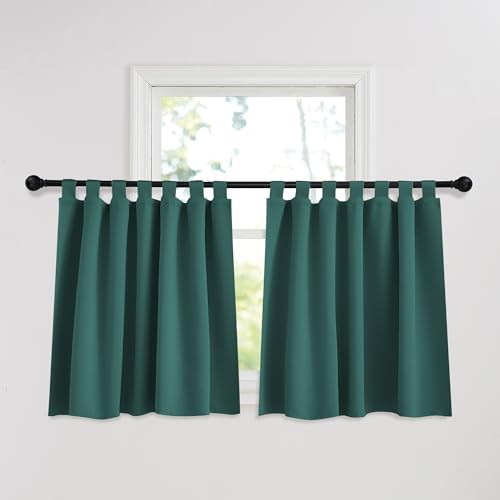 PONY DANCE Rideau Occultant Cuisine a Pattes pour Petite Fenetre Chambre Moderne, L 140 x H 120cm Panneaux Courts Lumineux Bloquer Brise-Vue Opaque, Vert...