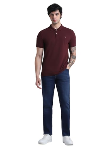 Image of Jack & Jones Men Cotton Polo Collar Slim Fit T-Shirt