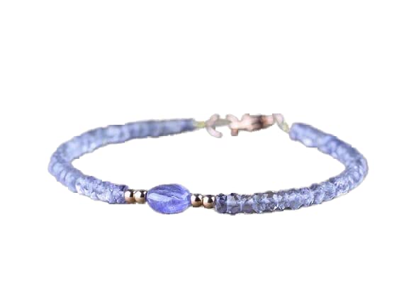 Bracelet iolite tanzanite ajustable 7 inch pour sublimer les poignets masculins et féminins