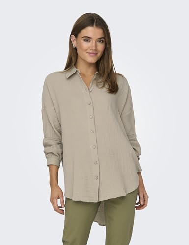 ONLY Damen ONLTHYRA Oversized Shirt NOOS WVN 15267998,Oxford Tan,S 2