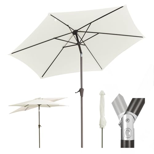 Sekey Sonnenschirm 270cm mit UV50+ Schutz, Wasserabweisend Gartenschirm mit Kurbelbedienung – Ideal für Garten, Balkon & Terrasse