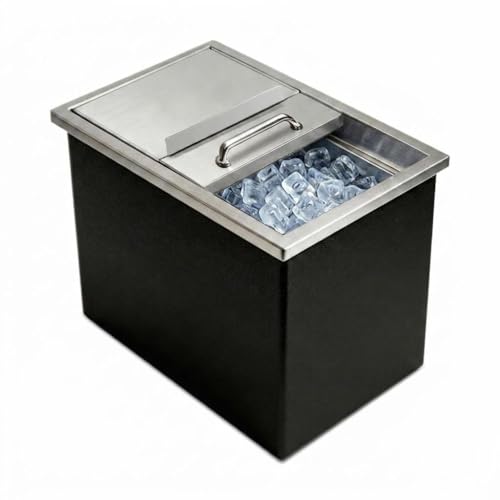 Drop in Ice Chest Commercial Ice Bin with Lid for Outdoor Kitchens and Patio Bars Stainless Steel Ice Cooler with Drain-Pipe 18L x 12W x 15H