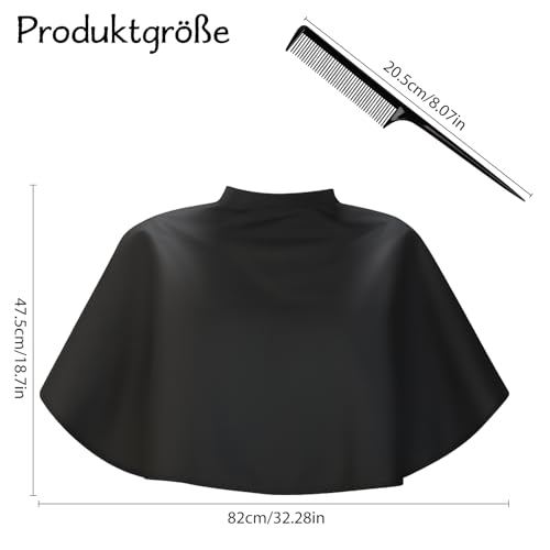 JRSHIRLEYLTD 1 Stück Frisierumhang Kurz, Schwarze Make up Umhang, Schminkmantel Friseurumhang Erwachsene, Wasserdichter Haar Schneideumhang,Umhang Friseurbedarf Friseur Zubehör