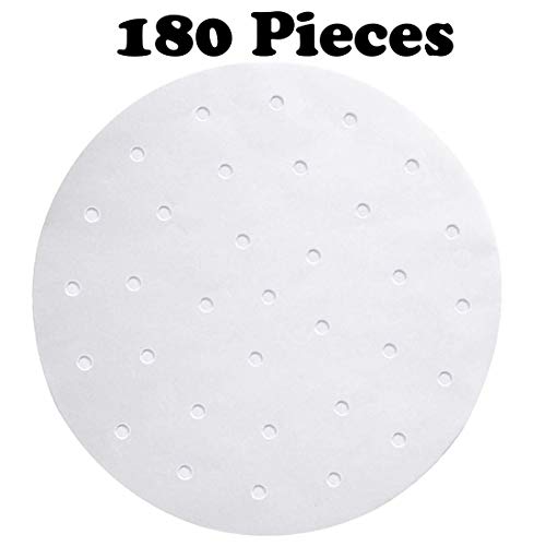 LOUHUA 180pcs Air Fryer Liners, 9 inch Bamboo Steamer Liners, Premium Perforated Parchment