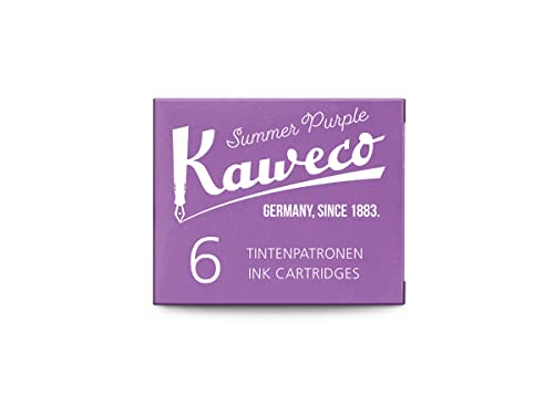 Image of Kaweco Fountain Pen Ink Cartridges Summer Purple Pack of 6 | Premium Ink with Short Standard Cartridges in Purple | Vegan Cruelty Free Water Soluble Calligraphy Lettering Writing