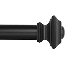 Ivilon Drapery Treatment Window Curtain Rod - Square Design 1 1/8 Rod. 28 to 48 Inch. Black