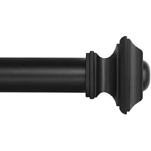 Ivilon Drapery Treatment Window Curtain Rod - Square Design 1 1/8 Rod. 28 to 48 Inch. Black