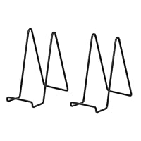 Plate Holder Easel Display Stand - 4.5 inch Metal Plate Stands for Display - Tabletop Picture Stand - Black Iron Easels for Display Pictures | Photo Frames | Book | Decorative Plates | Plaque - 2 Pack