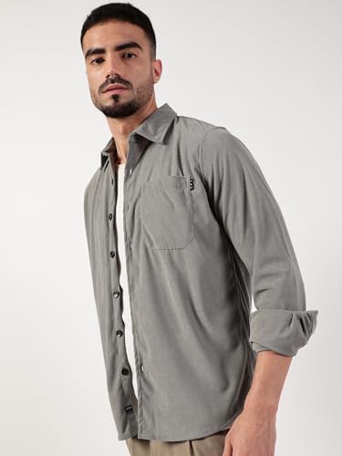 Image of Thomas Scott Men's | Corduroy | Full Sleeve | Slim Fit | Polyester-Blend | Single Pocket | Spread Collar | Casual Shirt