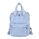 DUNBRI fashion washed Denim backpack Ladies High Capacity Women Backpacks Travel Bag harajuku backpack handbag (Light Blue)