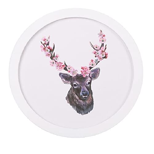 RAYLINEDO Round Picture Frame Wall Hanging Photo Frame Living Room Decor Art Painting Mural Frame (White 8 inch) - White - 8 inch