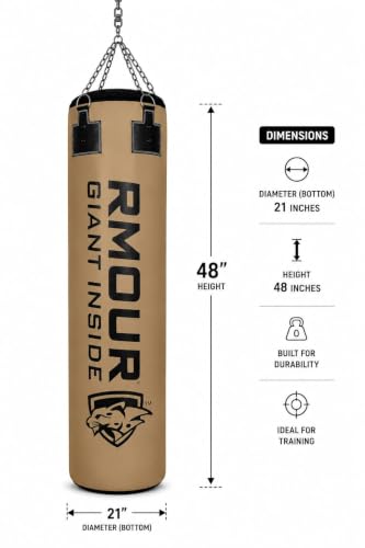 Image of RMOUR Unfilled PU Punching Bag for Boxing MMA Sparring Punching Training Kick Boxing Muay Thai with Hanging Chain (Brown, 4 Feet)