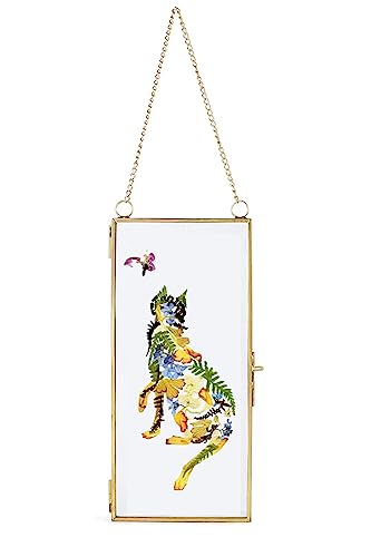 10x22cm Cornici fatte in rame Ottone Appeso Galleggiante Oro Geometrico Ornamento Pianta Esemplare Clip Decorazioni verticali moderne Cartoline Artwork Frame Solo cornice in vetro