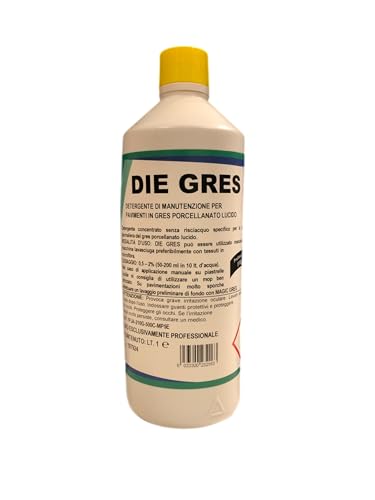 DIE GRES Nettoyant d'entretien pour sols en grès cérame brillant, concentré sans rinçage, anticalcaire, parfum fruité, usage professionnel, 1 pièce de 1 L
