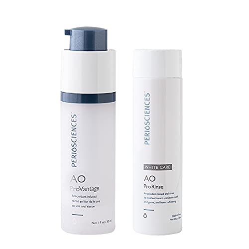 AO ProVantage Gel PerioSciences AO ProVantage Dental Gel (30ml) & AO ProRinse White Care Mouthwash (10 oz) Natural Cool Mint Flavor for Healthy Oral Care, Freshens Breath While Soothing Gums - Bundle