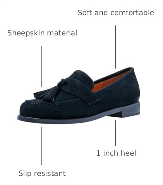 Image of ONEENO Women's Casual Flat Suede Tassel Loafer