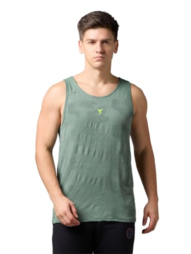 Image of TECHNOSPORT Men's Slim Fit Sleeveless Gym Vest Tank Top, VENTMESH Quick Dry Moisture Wicking Stretchable Vest for Gym Workout and Training