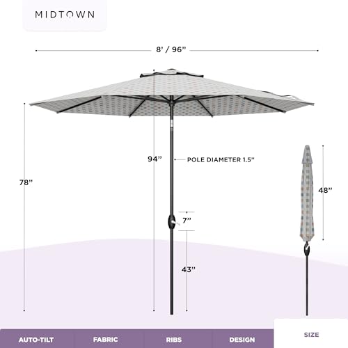 Image of Midtown Umbrellas Lean - 8 Ft Patio Umbrella, Infused Gem Canopy