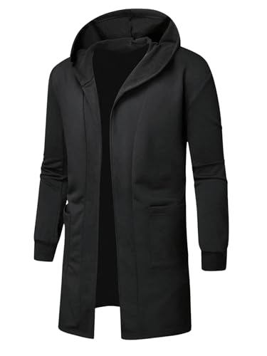 SOLY HUX Men's Long Sleeve Open Front Hoodies Jacket Casual Solid Cardigan Coat Outerwear