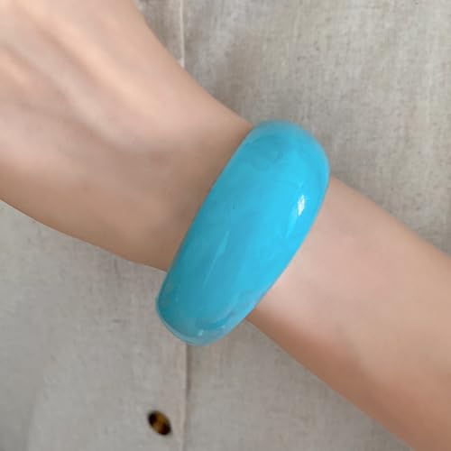 Image of 1Pc Resin Wide Round Bangle Bracelets Minimalist Jewelry for Women Geometric Bohemian Colorful Wrap Bracelet Elegant Round Acrylic Holiady Chunky Thick Bracelet
