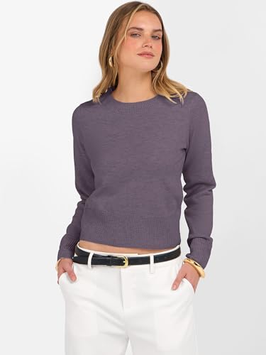 Image of ANRABESS Women's Long Sleeve Sweaters Cropped Crew Neck | Business Casual Tops,Light Weight Comfy Knit,Pullover ShortSweater,Basic Classic,Fall Fashion Winter Layer Clothes