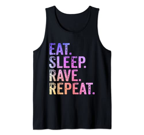 Comer Dormir Rave Repeat Partys Raver Vintage Camiseta sin Mangas