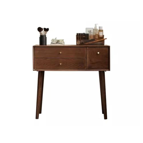 Tocador con cajones, escritorio compacto para apartamentos pequeños, elegante estación de maquillaje moderna con diseño funcional