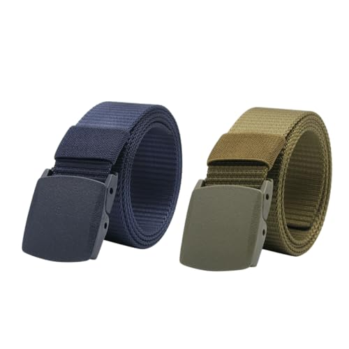 FRCOLOR 2pcs Tactical Waistband Canvas Belt Men Adjustable Outdoor Training Waist Belt Plastic Buckle Dark
