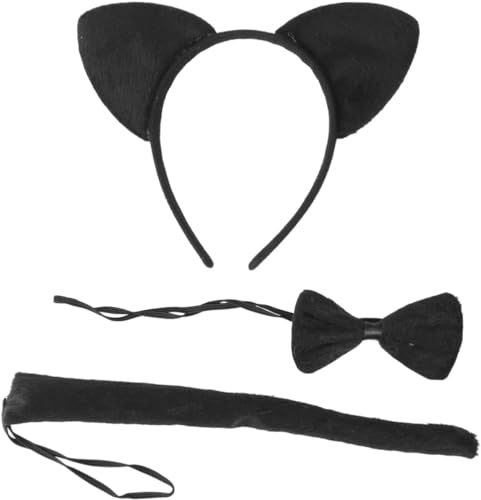 Kit Gatinho Preto 3 Acessórios Fantasia Para Festas Carnaval