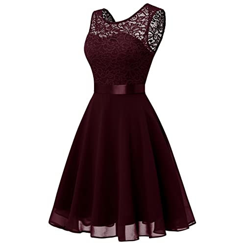 UIFLQXX Vestidos de verão para mulheres, vestido curto de renda floral, vestido de dama de honra, co