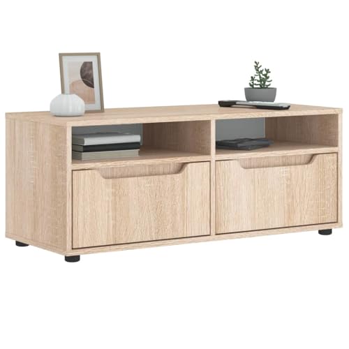 Iiaky Mueble de TV VISNES Roble Sonoma 100x40x38 cm Madera Mueble TV Salon Mueble TV Madera Mesa Television Salon Mueble salón TV ingeniería
