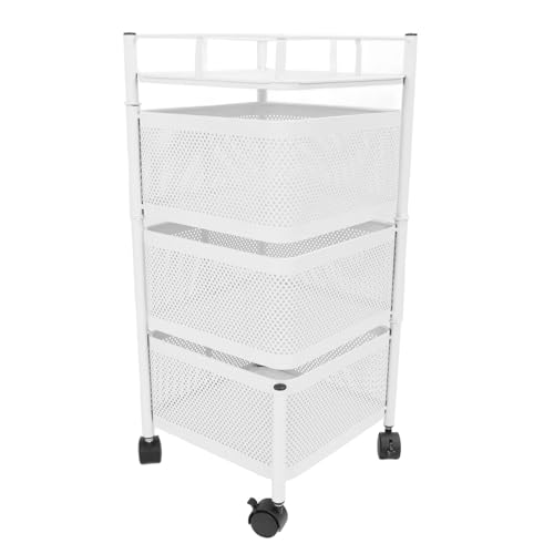 SEAFRONT Cartero Organizador de Canasta de Malla Rotativa con Bicicletas para Cosméticos de Vegetales Frutales (White 3 Tier)
