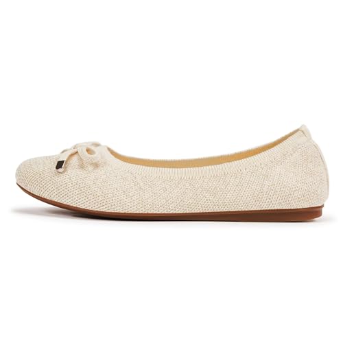 Image of Frank Mully Women's Ballet Flats Round Toe Walking Flats Slip On Work Shoes Knitted Flats Shoes for Woman Soft Lightweight