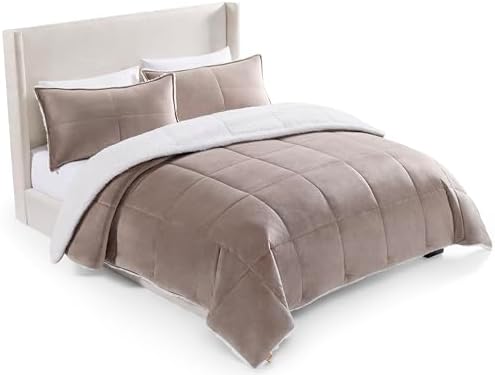 UGG Blissful Comforter Set with 2 Pillow Shams, Warm Winter Bedding, Fluffy Reversible Down Alternative Bedding, King/California King Size Comforter Set, Brown Fawn - Thumbnail 2