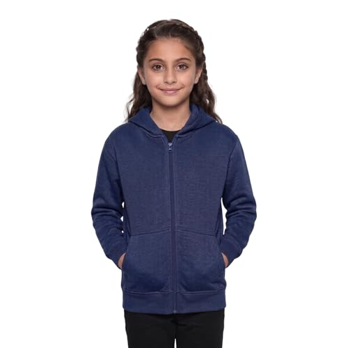 GW CLASSY OUTFIT Kids Girls Boys Zipper Hoodie Unisex Fleece Zipper Top Jacket PE School Sweat Hoodie Casual Fashion UK Size 4-13 Years (7-8 Years, Navy Blue)