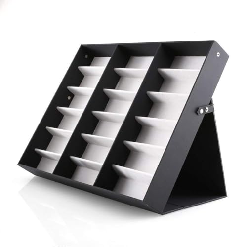 BADASS SHARKS brillenständer für 18 Paare Brillen Aufbewahrung Brillendisplay (18 Paare Brillen) Zusammenklappbar und multifunktional Brillendisplay für Brillen, Schmuck, Uhren Usw (Schwarz-Rot)