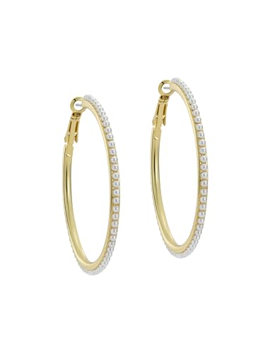 Ted Baker Women's PERLA: Large Pearl Hoop Earrings, Pearl, Gold, One Size