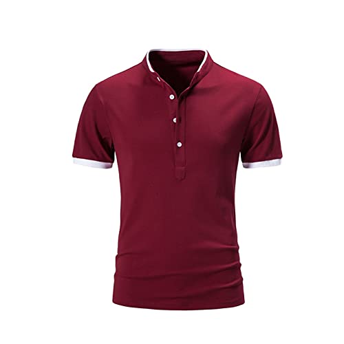 ZAFONI Tropical Shirt, Summer short-sleeved basic standing collar shirt Men's T-shirt top Men's comfortable and durable men's wear (Size : M) Deal