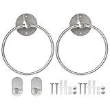 Dagran 2 Stück Handtuchring Selbstklebender für Badezimmer, Handtuchhalter Ring Wand, Bademantel Haken Ohne Bohren Handtuchring Set, Edelstahl Küchenhandtuchhalter Stangenring Kleiderhaken gebürstetes