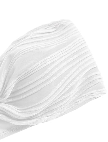 ZAFUL Women's One Shoulder Bikini Top Twisted Ruched Padded Bandeau Bikini Top Swimsuit Bathing Suits Top4