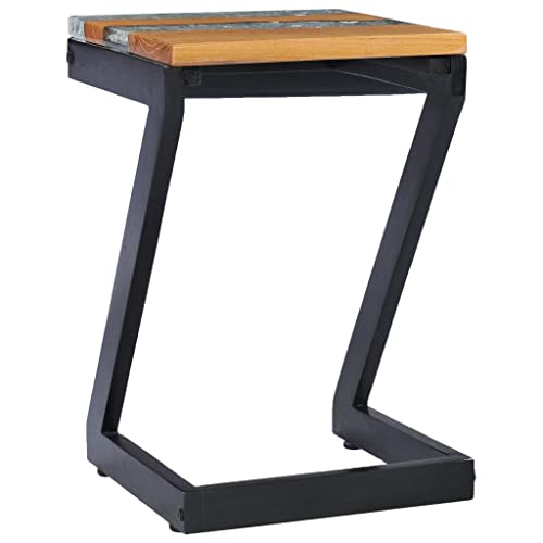 Table basse teck massif design en Z petit meuble d'appoint - 5