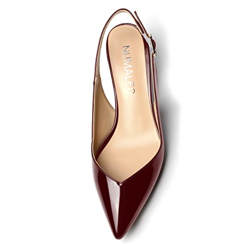 NUMALEO Womens Buckle Pointed Toe Ankle Strap Casual Patent Evening Spool Mid Heel Pumps Shoes 2.5 Inch3