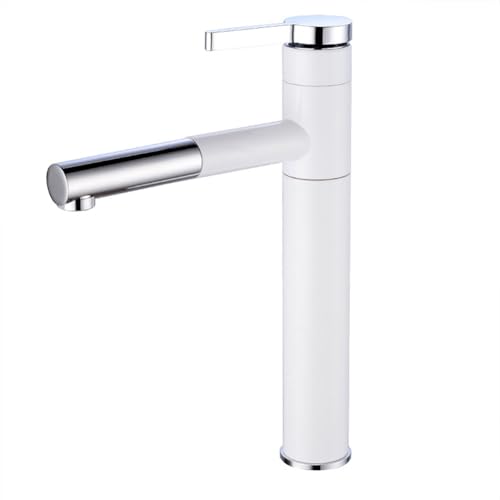 Mitigeur de lavabo blanc eau chaude froide avec flexibles standards - 2